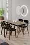 Hanah Home Akort - Juego de mesa y sillas de comedor de 5 piezas, Travertino y Negro